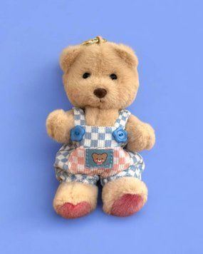 Брелок HuggyBear одягнений в комбінезон в клітинку BR0005 фото
