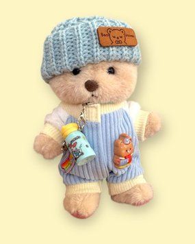 Брелок HuggyBear в блакитному комбінезоні з шапочкою BR0007 фото