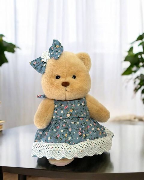 Одяг для ведмедика HuggyBear квіткова сукня з мереживом і бантик 0021 фото
