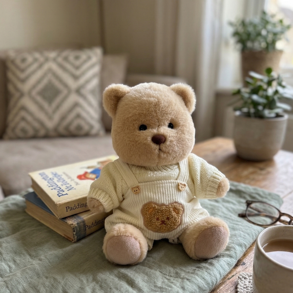 Набір для плюшевого ведмедика HuggyBear светриком та штанцями білого кольору 0027 фото